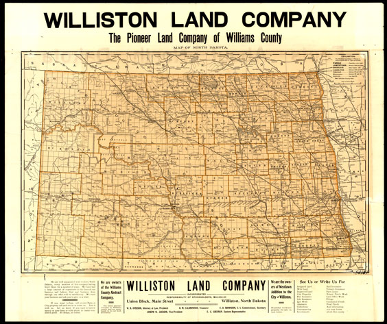 Williston Land Company map of North Dakota 