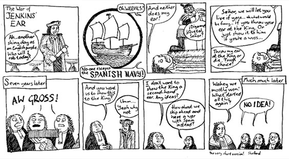 black and white comic of The War of Jenkins' Ear