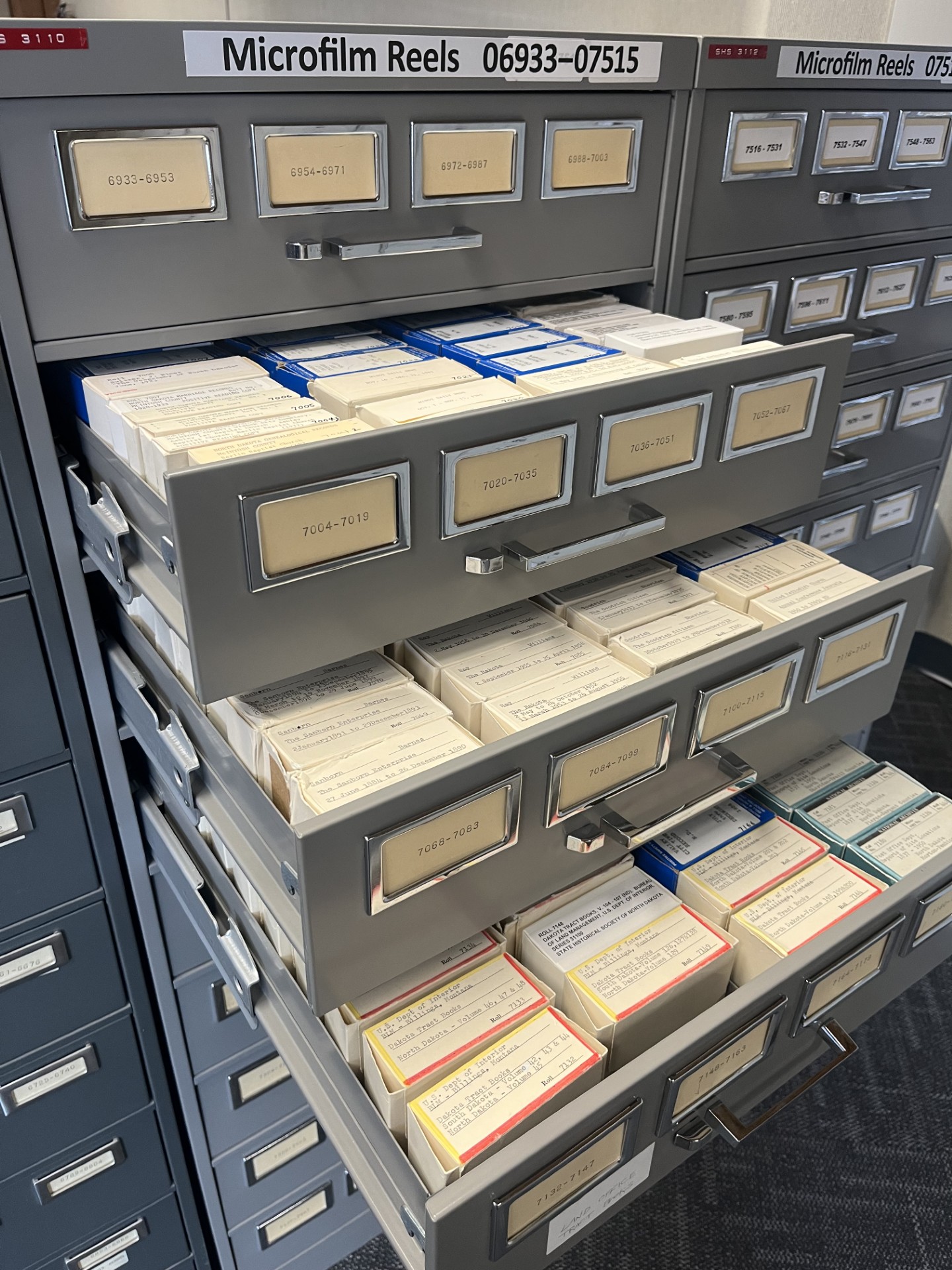 Microfilm drawers at the State Archives’ Reading Room.