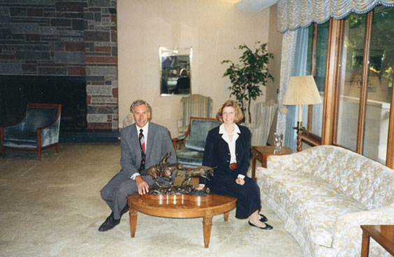 Governor Edward Schafer and First Lady Nancy Schafer sitting in the State living room