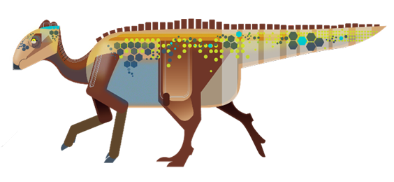 stylized illustration of an edmontosaurus