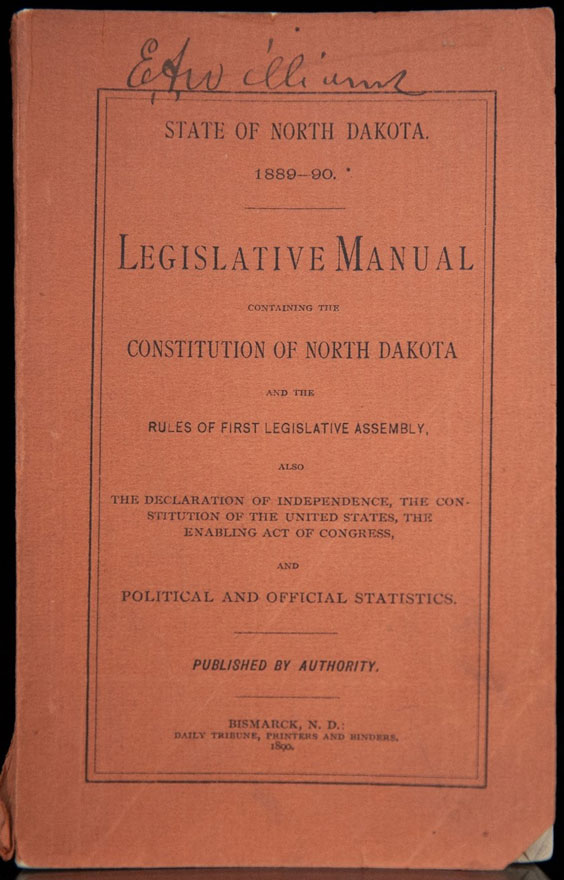 An orange book cover titled Legislative Manual