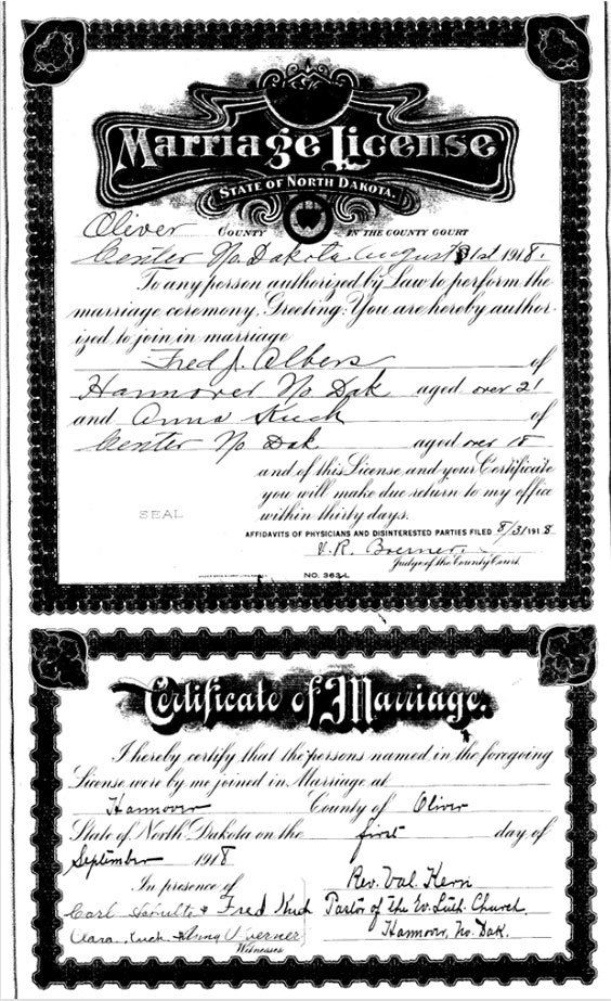 scan of a marriage license