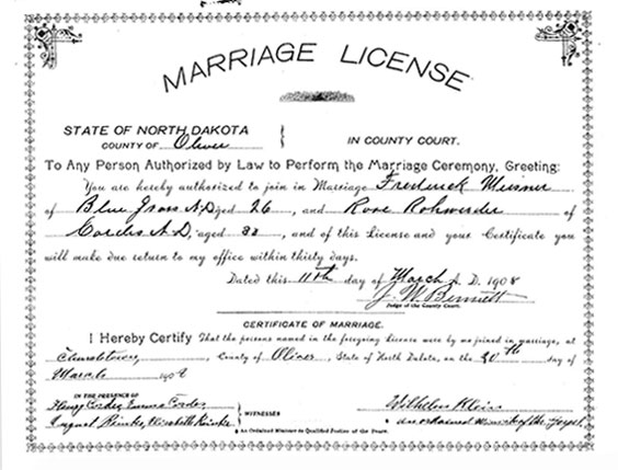 scan of a marriage license