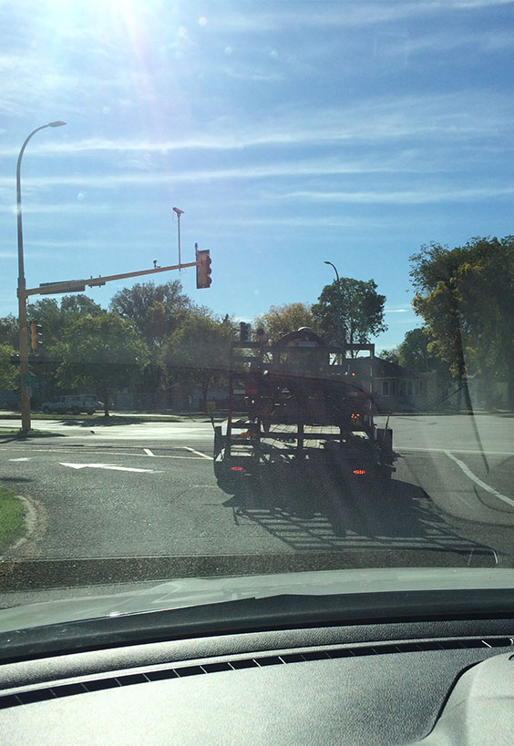 hauling fire truck