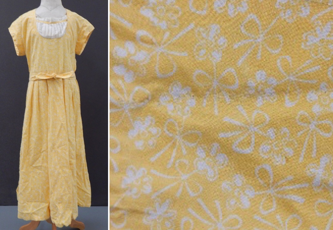 yellow flour sack dress w close up