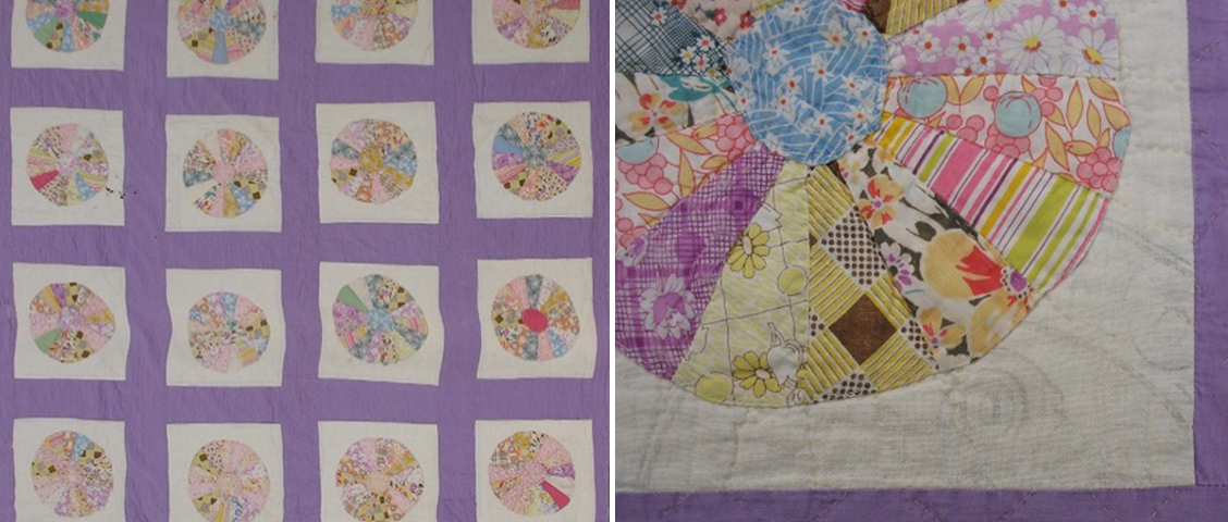 lavender quilt with a close up