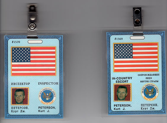 Kurt's US and Russian identification badges