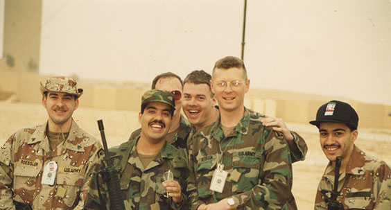 Kurt with three other American soldiers and two Kuwaiti military members