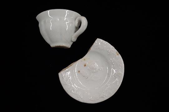 fragments of a doll's tea set