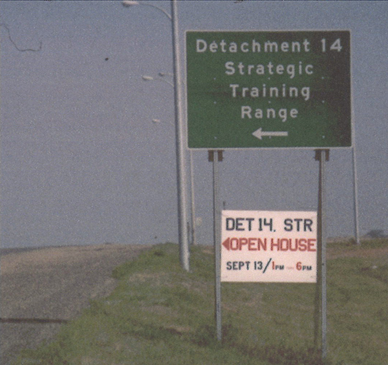 vintage photo of a road sign that says "Detachment 14 Strategic Training Range"