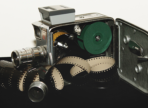 inside video camera with 8mm film 