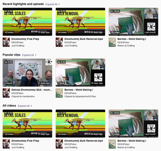 Video thumbnails from Twitch channel