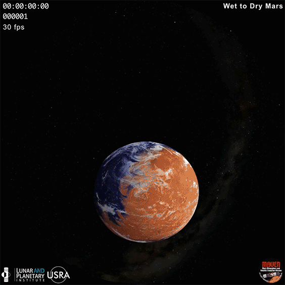 Wet to dry Mars animation