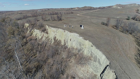 Aerial view of Fort Mandan Overlook State Historic Site