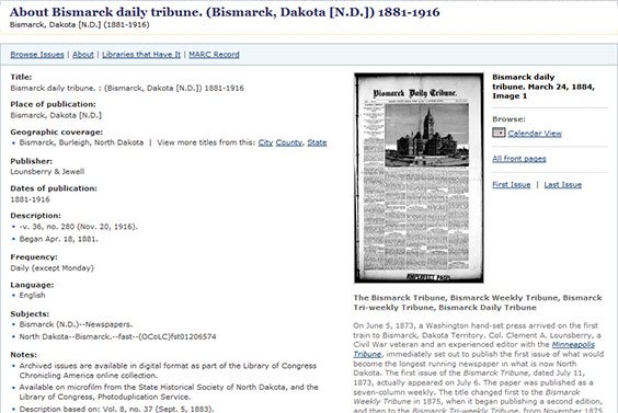 Chronicling America Bismarck Tribune