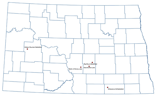 Map of Civil War Battlefields in North Dakota