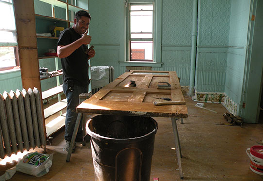 Stripping a historic door of paint