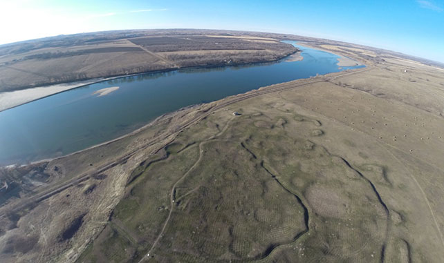 Areial view of Double Ditch State Historic Site