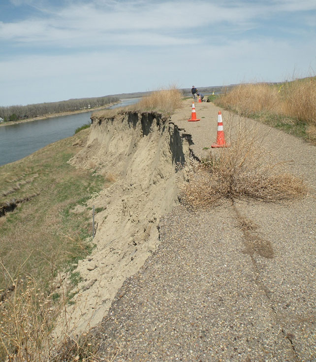Erosion at Double Ditch State Historic Site