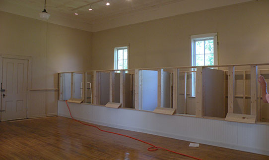 Exhibit cubes being built