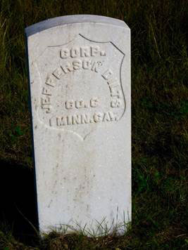 Headstone of Corporal Jefferson Dilts