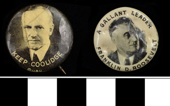 Calvin Coolidge and Franklin Delano Roosevelt pins