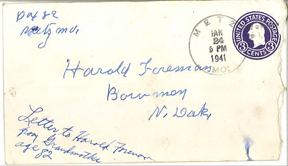Envelope with writing