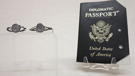 Kurt's diplomatic passport and two customs seals