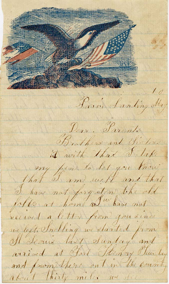 Letter written on patriotic letterhead