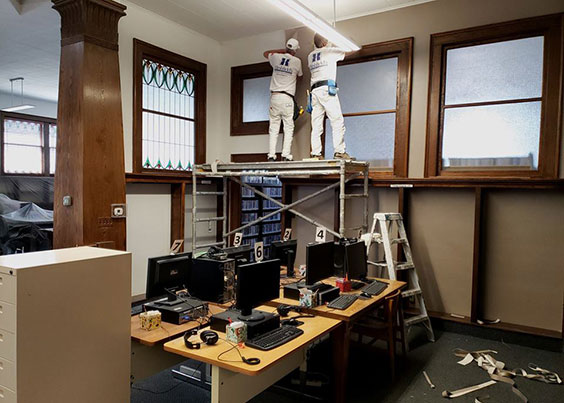 Contractors working in the Louis L'Amour Reading Room